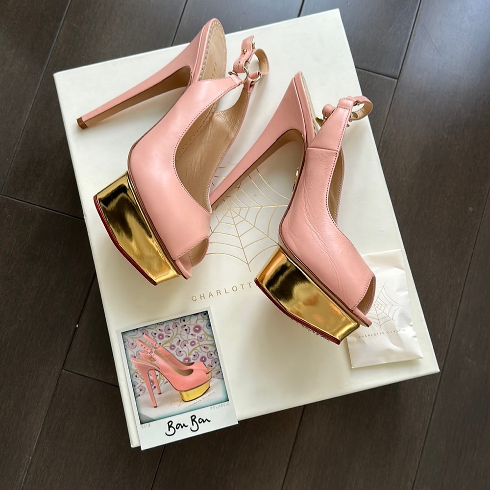 Pink Charlotte Olympia sling back sandals